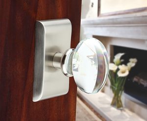 EMTEK-Crystal-Egg-Shaped-Door-Knob-Mahogany-Door-Satin