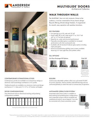 View Andersen Windows MultiGlide Door Product Options