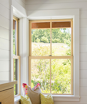 Virtual Appointment Window with wood trim